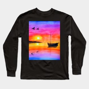 Colorful sunset on the lake Long Sleeve T-Shirt